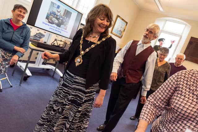 Councillor Kathy Jones Mayor of Gosport joins members of the Gosport U3A Dance group in a performance
Picture: Duncan Shepherd
