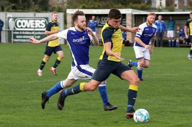 Josh Bailey netted twice as Moneyfields survived a scare to reach the semi-finals of the Hampshire Premier League Cup.
Photograph by Sam Stephenson