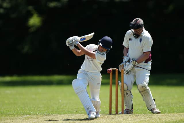 Fareham & Crofton batsman Robbie Barnwell, aged 11, is bowled. Picture: Chris Moorhouse