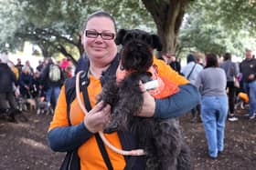 Belle the mini-Schnauzer with her mum Lorraine Porter along with 100 South Coast Schnauzer’s, a record number, as they gather in Southsea Dog Park as they prepare for their charity walk along the seafront.

Picture: Sam Stephenson.