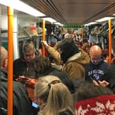 Commuters ride a crowded South Western Railway train on the Portsmouth to London Waterloo line as workers in five rail companies stage a fresh wave of strikes in the bitter disputes over the role of guards, causing disruption to services in the first full week back to work after the festive break. PRESS ASSOCIATION Photo. Picture date: Monday January 8, 2018. Members of the Rail, Maritime and Transport union (RMT) will walk out on Monday, Wednesday and Friday on South Western Railway (SWR), Arriva Rail North (Northern), Merseyrail and Greater Anglia, and on Monday on Southern. See PA story INDUSTRY Rail. Photo credit should read: Carey Tompsett/PA Wire 