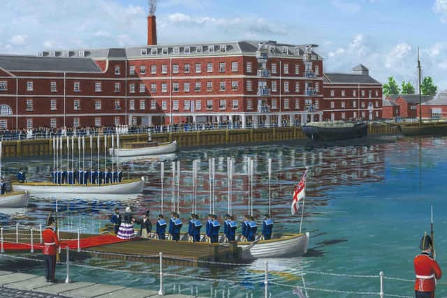 Queen Victoria boards her barge at Clarence Yard. Picture: Neil Marshall