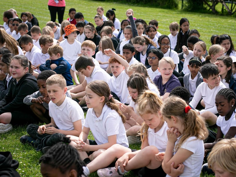School workout with Joe Wicks at St Paul's Catholic Primary School, Paulsgrove, Portsmouth. Picture: Habibur Rahman