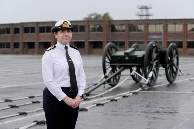 Around 1,000 Royal Navy sailors and Royal Marines are participating in ceremonial duties connected with the state funeral of Her Majesty The Queen on Monday, September 19. Captain Catherine Jordan Picture: Sarah Standing (130922-768)