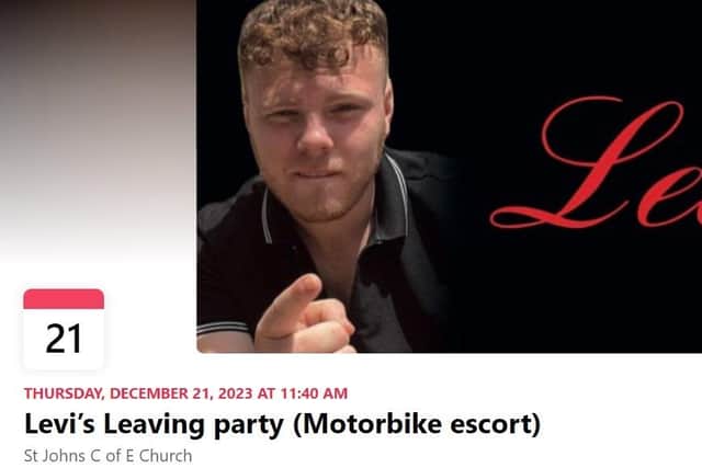 Levi's funeral will take place on December 21. Pic: Facebook