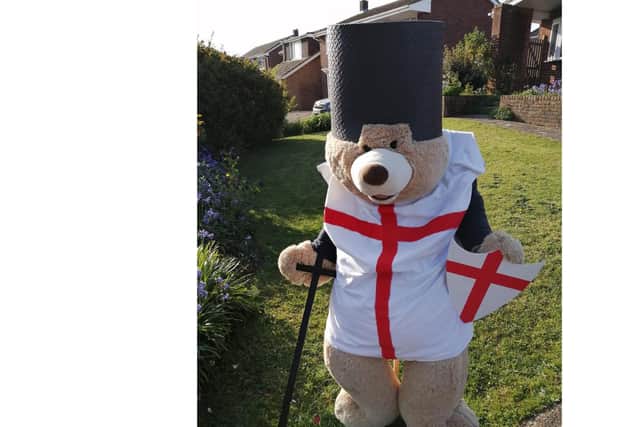 The bear celebrating St George's Day. Picture: Nicki Smith