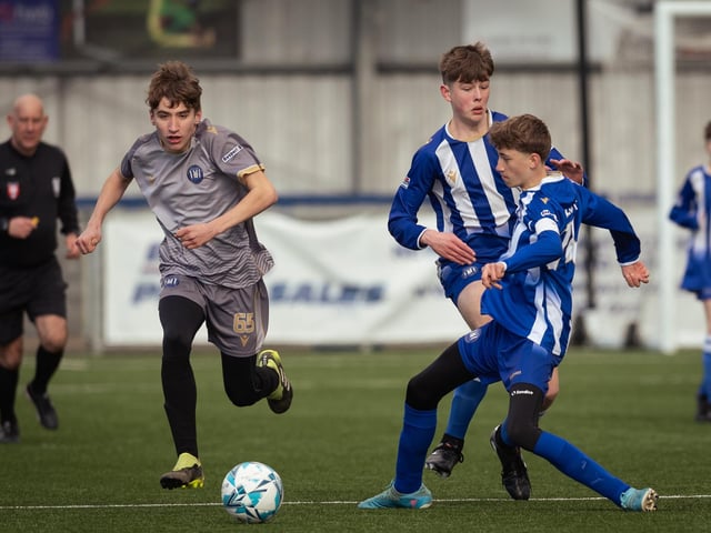 Action from the U15 Campbell McFaull Invitation Cup final between Hayling St Andrews Blue and Hayling St Andrew White. Picture: Keith Woodland (260221-117)