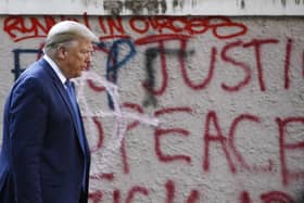 President Donald Trump walks from the White House through Lafayette Park to visit St. John's Church Monday, June 1, 2020, in Washington. Photo: Patrick Semansky.