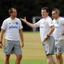 Ian Woan, left, with Steve Cotterill and Guy Whittingham in 2010.
