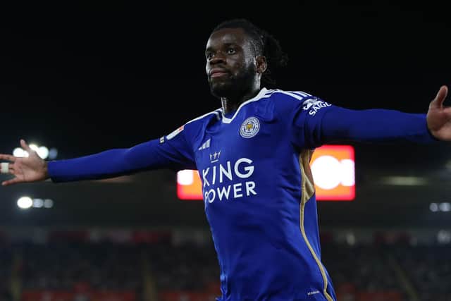 Stephy Mavididi celebrates Leicester City's fourth goal against Southampton     Picture: Steve Bardens/Getty Images