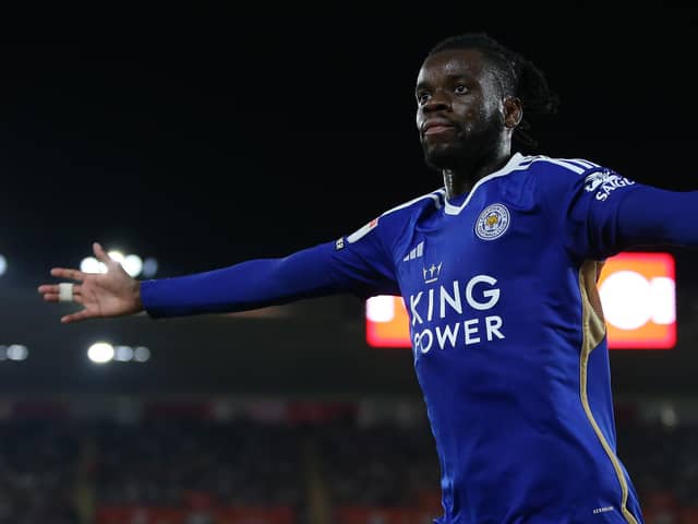 Stephy Mavididi celebrates Leicester City's fourth goal against Southampton     Picture: Steve Bardens/Getty Images