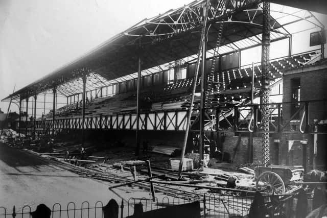 Pompey's South Stand under construction in 1925, one of the photos featured in the forthcoming exhibition at the University of Portsmouth's Ravelin Sports Centre.