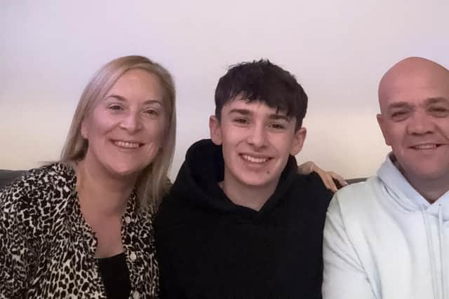 Family: Finley with mum Kelly and dad Mark