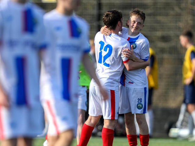 St Vincent/Gosport celebrate at full-time. Picture: Chris Moorhouse