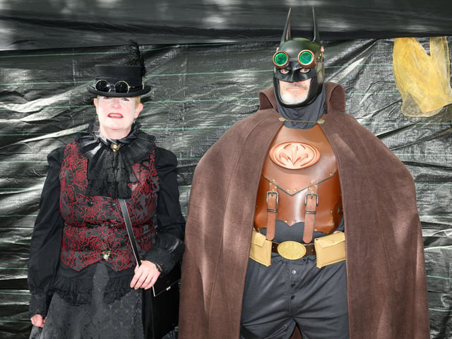 Rory Allen with a Steam Punk Batman. Picture: Keith Woodland (110521-198)
