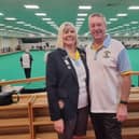 Debbie Watts President of Palmerston Indoor Bowls Club and her husband Mick Watts at Palmerston Bowls Club