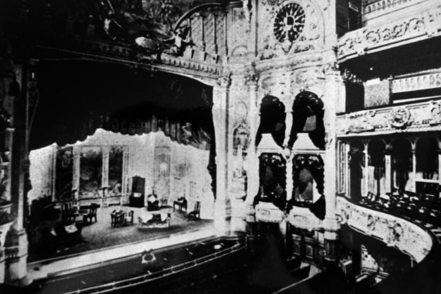 An early photograph, soon after its enlargement in 1900, showing the theatre in its full beauty. The division between the orchestra stalls and the pit can be seen. The fine conductors stand and orchestra pit rail have alas disappeared.
