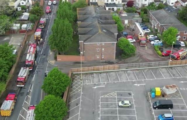 Fire damage at Somerset Court in Gosport. Pic Ian Levings, Gosport Aerial Photography