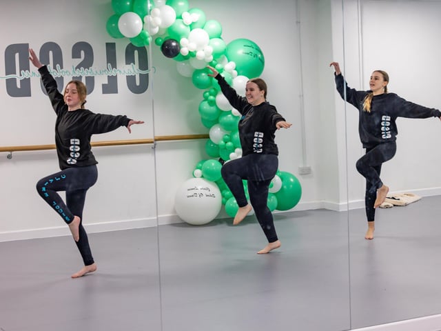 Gabrielle Kay (12), Hermione Frost (17) and Chloe Frost (13) at the Claire Louise School of Dance in Waterlooville. Picture: Mike Cooter (301124)