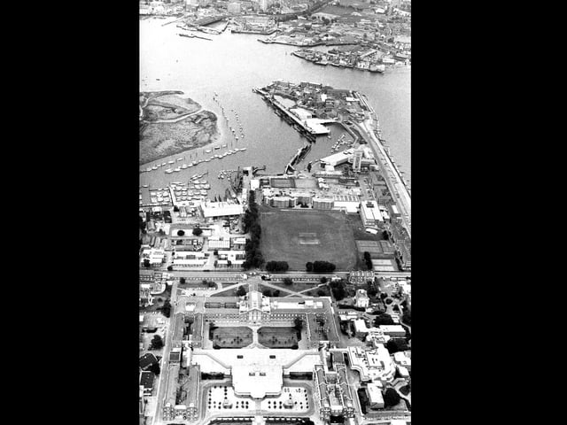 An aerial view of Gosport Marina from August 1985 PP3294