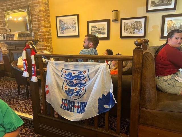 Fans at the Westleigh Pub in Havant for England women's World Cup final with Spain.