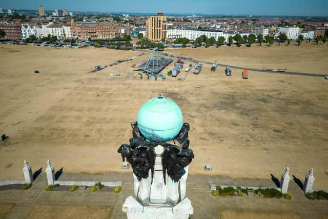 Drone captures images of Southsea during the heatwave in Portsmouth on August 11, 2022. Picture: James Taylor/ Solent Sky Services.
