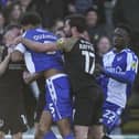Joe Morrell being 'headbutted' by Jarell Quansah.