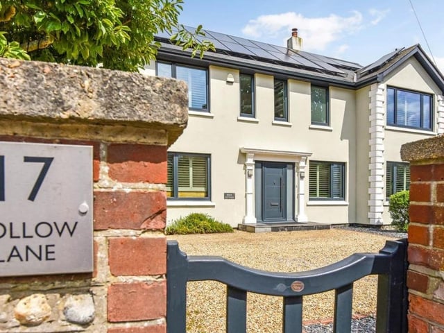 The listing says: "We are proud to present to the sales market, Rhue Cottage. This exceptional five bedroom detached property is situated on Hollow Lane, Hayling Island and offers an abundance of off road parking and some of the best energy efficiency we have seen."