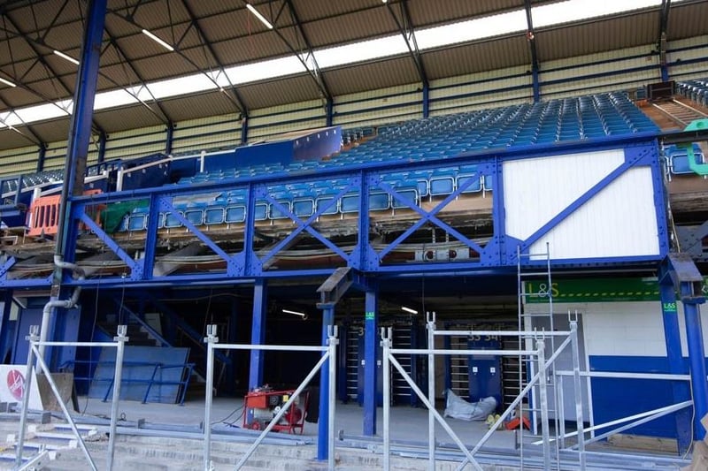 Work continuing in the South Stand in June 2022.