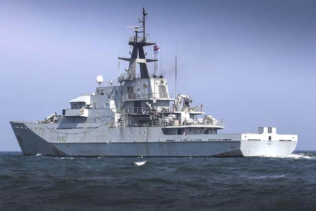 HMS Mersey pictured on deployment