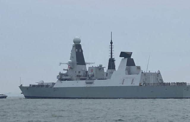 HMS Duncan leaving Portsmouth on June 18 ahead of her deployment in the Mediterranean. Picture: Jake Corben - JC Maritime Photos.