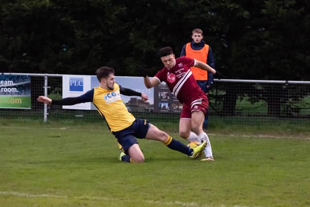 Zak Sharp, left, in action for Moneyfields last season, has joined Fleetlands as their Youth Development Programme head coach.
Picture: Duncan Shepherd