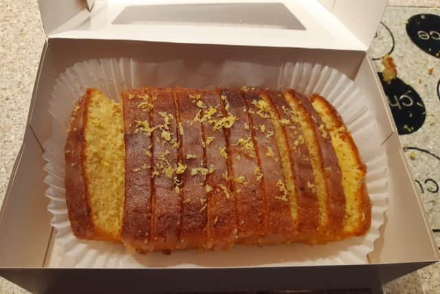 Charley Belcher, 21 from Waterlooville, baked hundreds of cakes to raise money for Alzheimer's Society. Pictured: Lemon drizzle cake