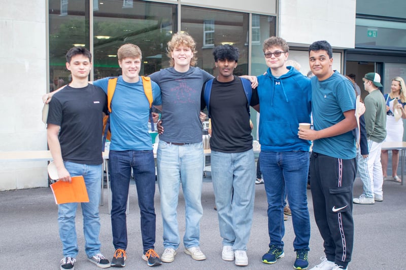 A-level results 2024 at Portsmouth Grammar school, Portsmouth on Thursday, August 15, 2024Pictured: Students happy with their resultsPicture: Habibur Rahman