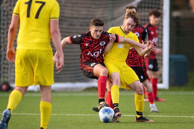 Action from Harvest's 4-1 win at home to Locks Heath (red and black kit) in the Hampshire Premier League. Picture: Keith Woodland (180321-1520)