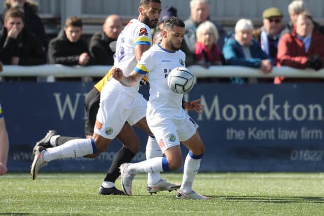 Hawks midfielder Billy Clifford conceded the first-half penalty which Maidstone United's Joan Luque netted Picture: Dave Haines