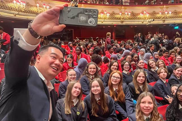 Havant MP Alan Mak met Crookhorn College students at a special schools performance by The Royal Ballet