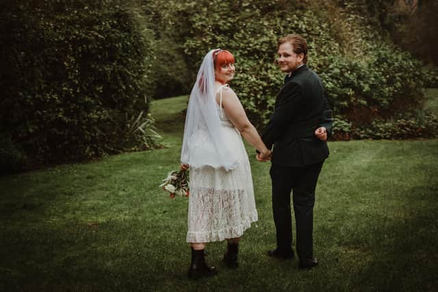 Sammi and Ryan Tessier on their wedding day.
Credit: Carla Mortimer Wedding Photography