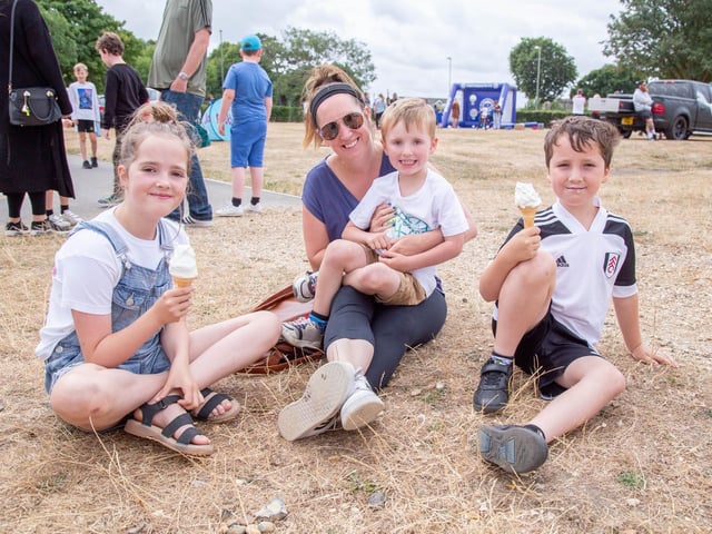 Jenny Thompson with her children, Lexi 11, Miller 5 and Miles 9 having ice cream
