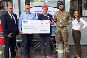 Left to Right: Terry Cushing, Tesco Express Area Manager; Debbie Booth, Tesco Customer Assistant; John Carpenter, Area Fundraising Manager Help for Heroes; Ryan Fountain, Store Manager (Ocean Village); and Cassie Blagden, Store Manager (Petersfield) and Charity & Community Sponsor