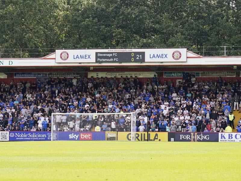 1,384 Pompey fans made the trip to Stevenage's Lamex Stadium.