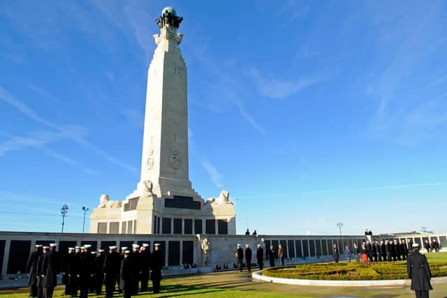 The Service on Remembrance Sunday morning in 2013' held at The Portsmouth Naval Memorial on Southsea Common, commemorating all those lost at sea in WWI and WWII. Picture: Malcolm Wells