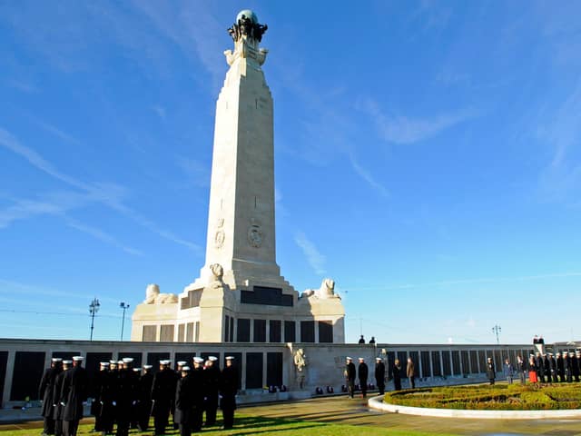 The Service on Remembrance Sunday morning in 2013' held at The Portsmouth Naval Memorial on Southsea Common, commemorating all those lost at sea in WWI and WWII. Picture: Malcolm Wells