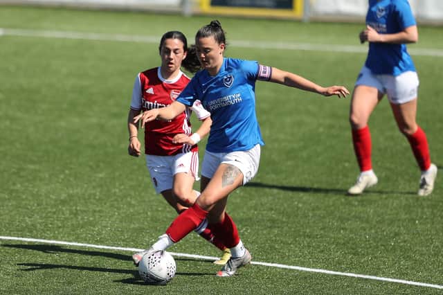 Jade Bradley in action during last month's friendly against Arsenal at Westleigh Park. Picture: Dave Haines.