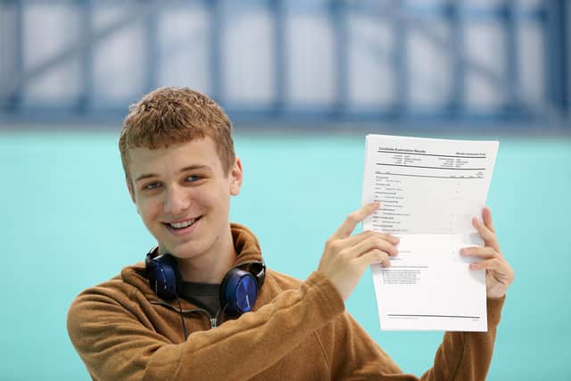 Mieszko Polak, 16, of Cosham collecting his results at UTC Portsmouth in Hilsea.
Picture: Chris Moorhouse (jpns 120821-08)