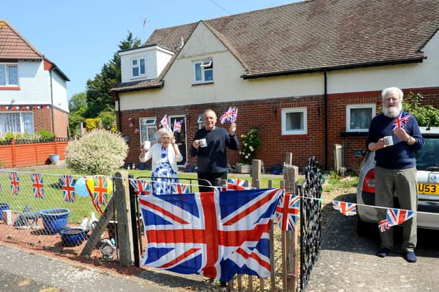 From left, Marilyn Barnes (72) and her husband Raymond (74) with their neighbour Mick Toone (85).
Picture: Sarah Standing (070520-8283)