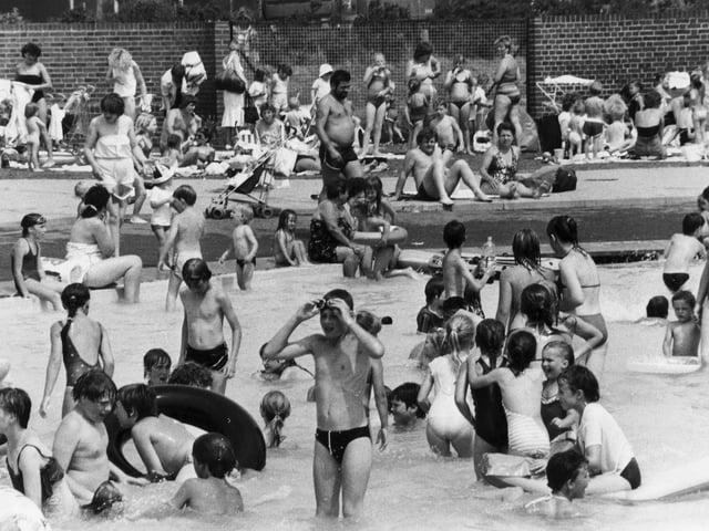There was hardly any room to move in the children's pool in June 1986 - the main pool was out of use.