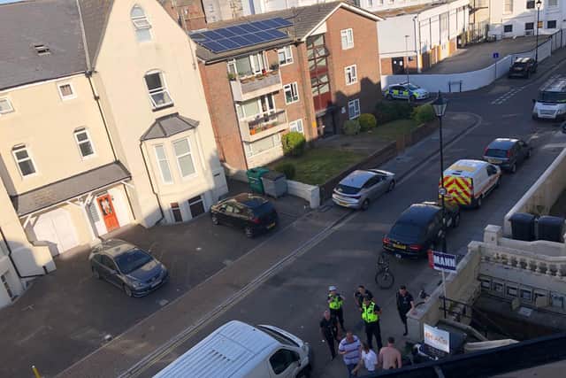 Police break up a reported party on Alhambra Road.