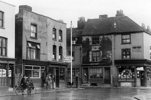 The corner shops at Bonfire Corner, Portsea  circa 1930's Picture: The News archive