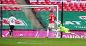 Craig MacGillivray makes yet another save in the Papa John's Trophy final - and, unsurprisingly, is Gaffer for a Day Lee McAvery's man of the match. Picture: Joe Pepler